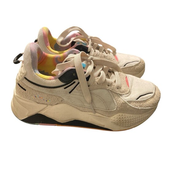 Puma RsX Cam X Squish Lace Up Woman Beige, White Sneakers Casual Size 8.5 - Picture 2 of 8